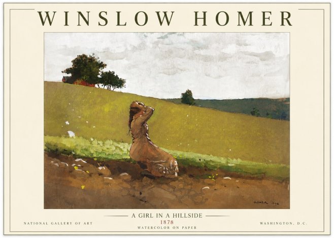 Winslow Homer A Girl in a Hillside No4 - Plakat