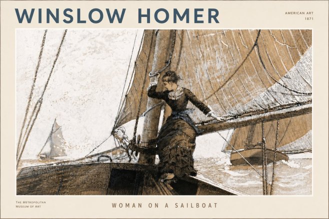 Winslow Homer Woman on a Sailboat No4 - Plakat