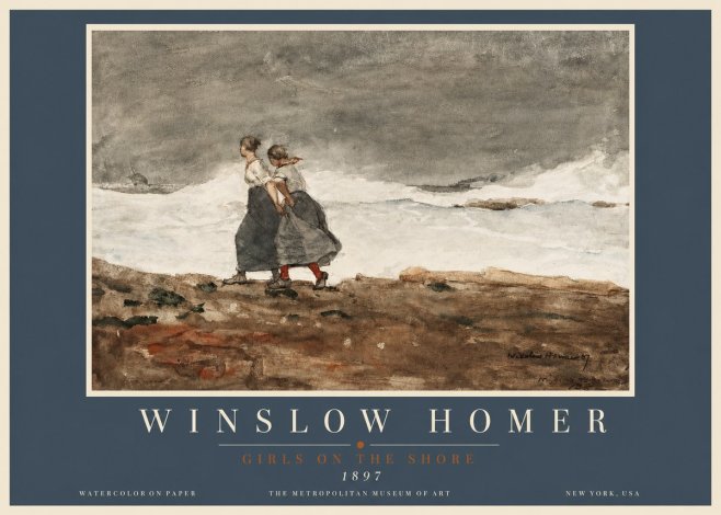 Winslow Homer Girls on the Shore No3 - Plakat