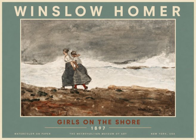Winslow Homer Girls on the Shore No4 - Plakat