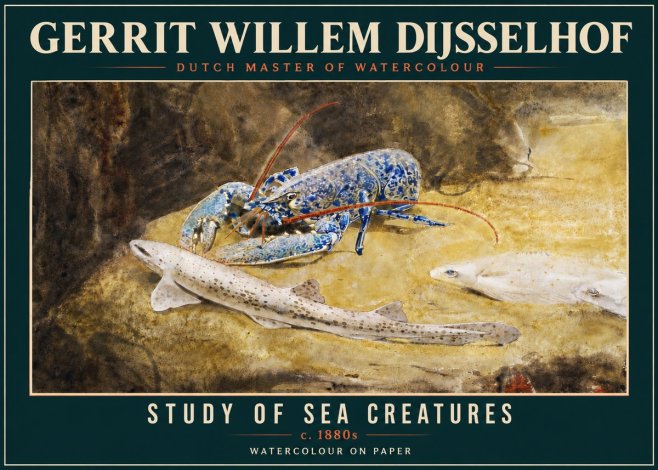 Gerrit Willem Dijsselhof Study of Sea Creatures No4 - Plakat
