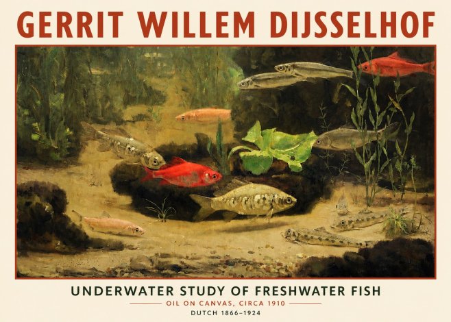 Gerrit Willem Dijsselhof Underwater Study of Freshwater Fish No3 - Plakat
