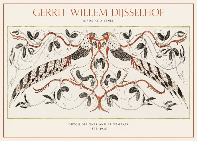 Gerrit Willem Dijsselhof Ornamental Design with Birds and Foliage No2 - Plakat