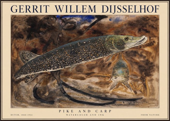 Gerrit Willem Dijsselhof Pike and Carp No1 - Plakat