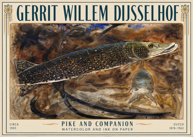 Gerrit Willem Dijsselhof Pike and Carp No6 - Plakat