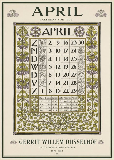 Gerrit Willem Dijsselhof April No3 - Plakat