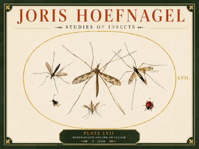 Joris Hoefnagel Studies of Insects II No6 - Plakat