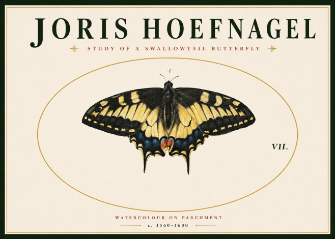 Joris Hoefnagel Study of a Swallowtail Butterfly No4 - Plakat