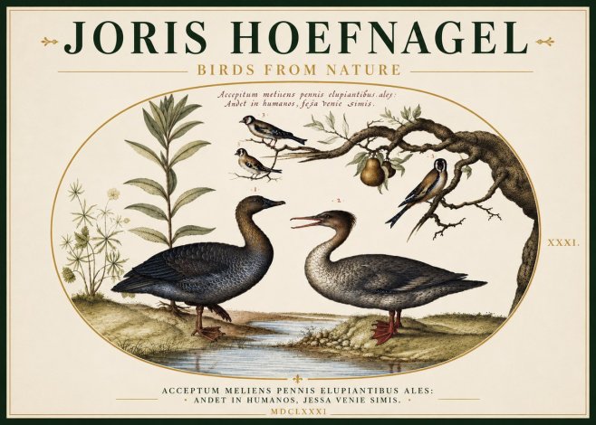 Joris Hoefnagel Acceptiem Meliens Pennis Fupidantibus Ales No5 - Plakat