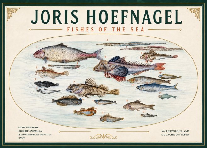 Joris Hoefnagel Fishes of the Sea III No6 - Plakat