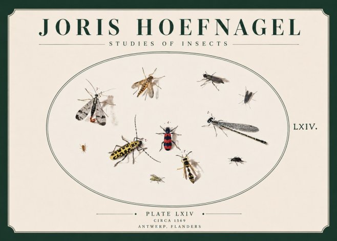 Joris Hoefnagel Studies of Insects - Plate Lxiv No3 - Plakat