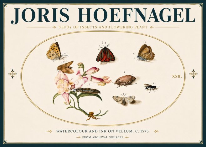 Joris Hoefnagel Study of Insects and Flowering Plant No6 - Plakat