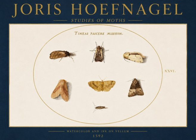 Joris Hoefnagel Studies of Moths II No4 - Plakat