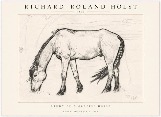 Richard Roland Holst Study of a Grazing Horse No1 - Plakat