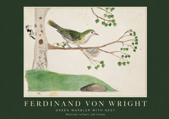 Ferdinand von Wright Green Warbler with Nest No1 - Plakat