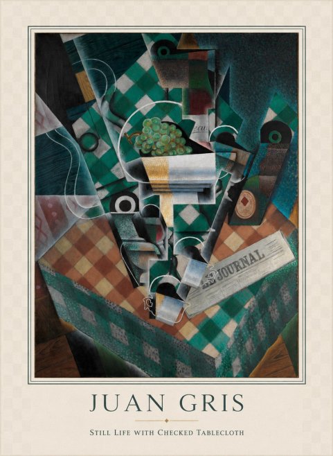 Juan Gris Still Life with Checked Tablecloth No4 - Plakat