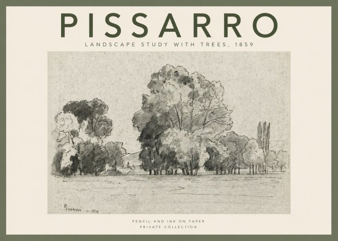 Pissarro Landscape Study with Trees No2 - Plakat