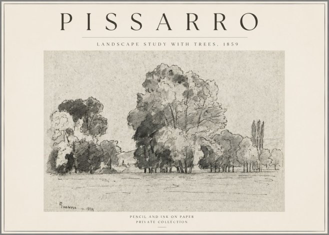 Pissarro Landscape Study with Trees No3 - Plakat