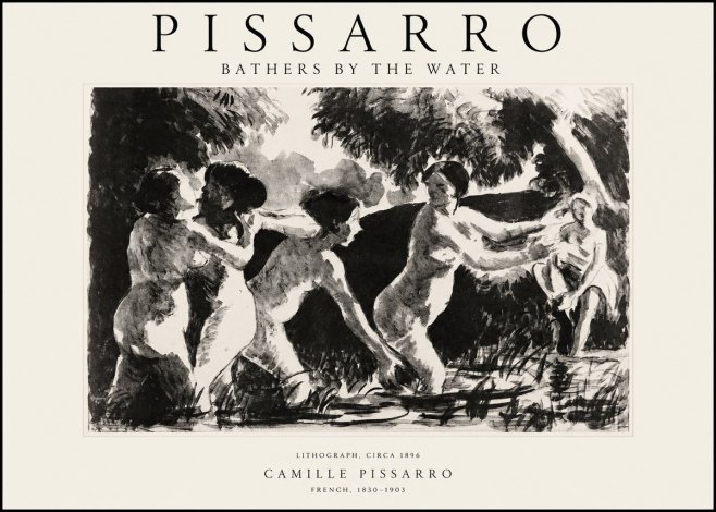 Pissarro Bathers by the Water No1 - Plakat