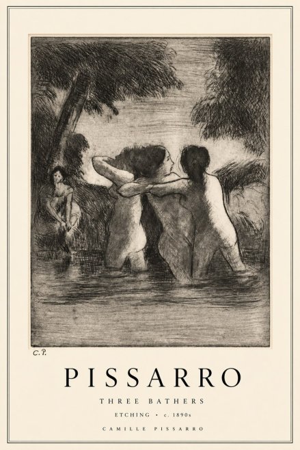 Pissarro Three Bathers No2 - Plakat