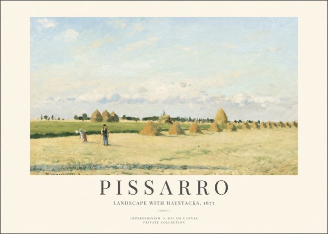 Pissarro Landscape with Haystacks, 1873 No1 - Plakat