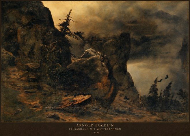 Arnold Böcklin Felsabhang Mit Wettertannen No2 - Plakat