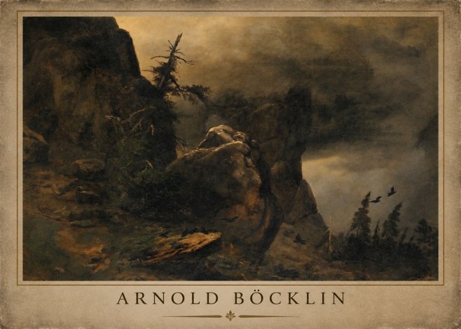 Arnold Böcklin Felsabhang Mit Wettertannen No3 - Plakat