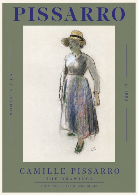 Pissarro Study of a Woman in a Hat No2 - Plakat