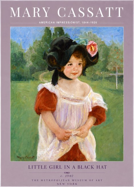 Mary Cassatt Little Girl in a Black Hat No5 - Plakat