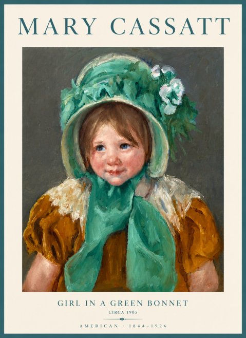 Mary Cassatt Girl in a Green Bonnet No6 - Plakat