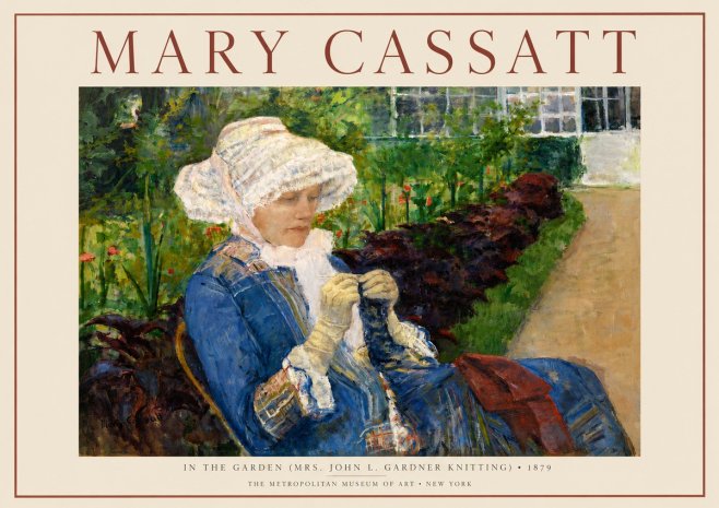 Mary Cassatt In the Garden (Mrs. John L. Gardner Knitting) No3 - Plakat