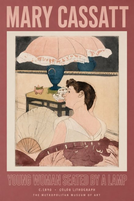 Mary Cassatt Young Woman Seated by a Lamp No2 - Plakat