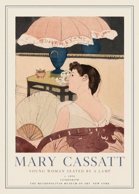 Mary Cassatt Young Woman Seated by a Lamp No3 - Plakat
