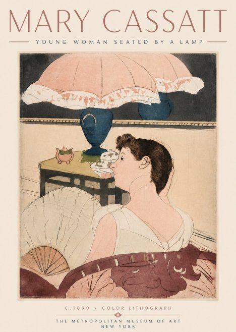 Mary Cassatt Young Woman Seated by a Lamp No4 - Plakat