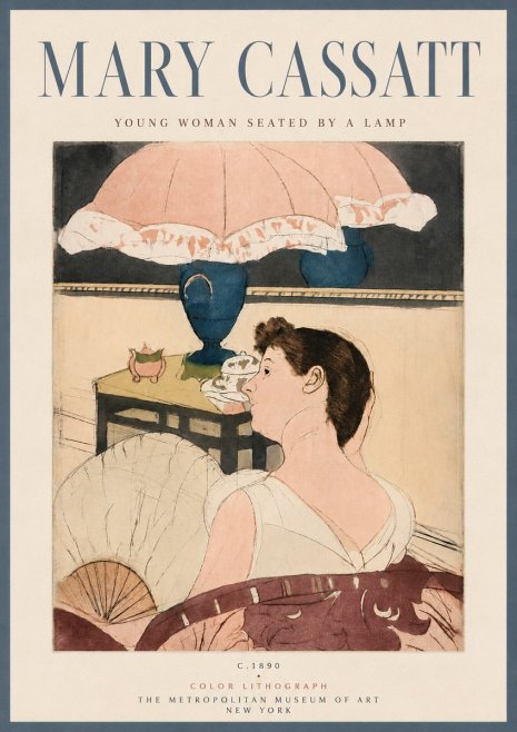 Mary Cassatt Young Woman Seated by a Lamp No6 - Plakat