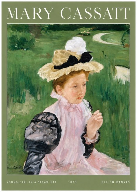Mary Cassatt Young Girl in a Straw Hat No2 - Plakat