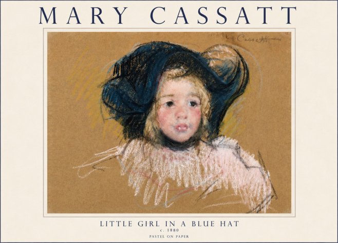 Mary Cassatt Little Girl in a Blue Hat No4 - Plakat