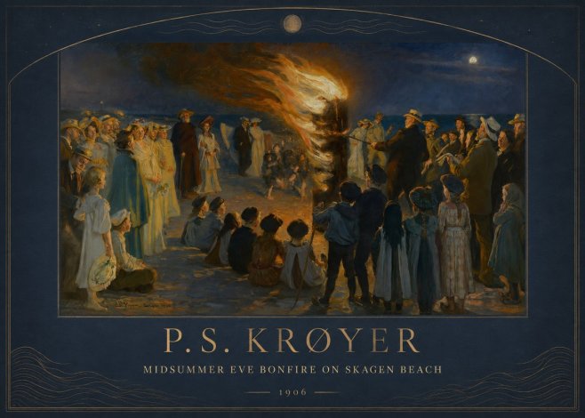 P.S. Krøyer Midsummer Eve Bonfire on Skagen Beach · 1906 No3 - Plakat