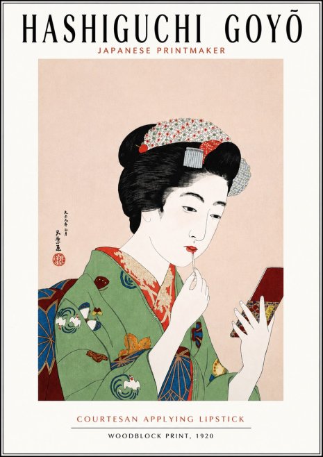 Hashiguchi Goyō Courtesan Applying Lipstick No3 - Plakat