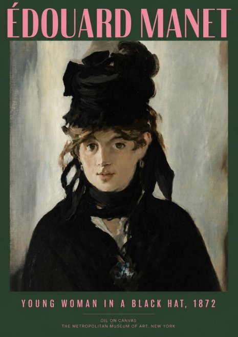 Édouard Manet Young Woman in a Black Hat, 1872 No2 - Plakat