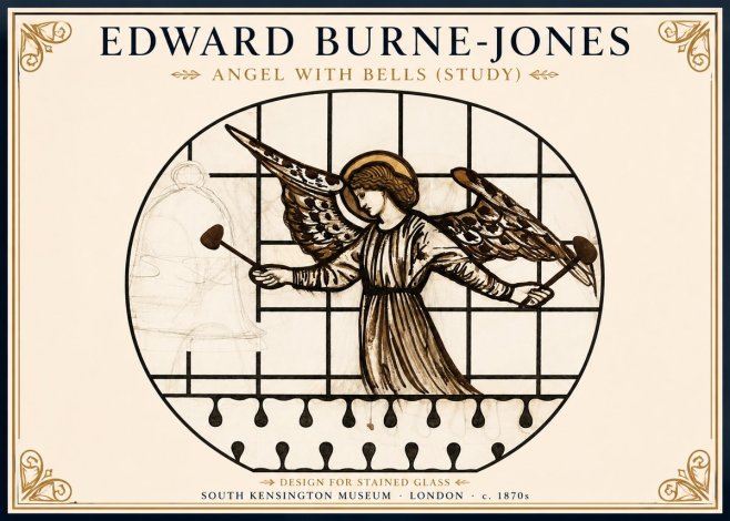 Edward Burne-Jones Angel with Bells (Study) No1 - Plakat