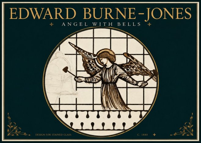 Edward Burne-Jones Angel with Bells (Study) No3 - Plakat
