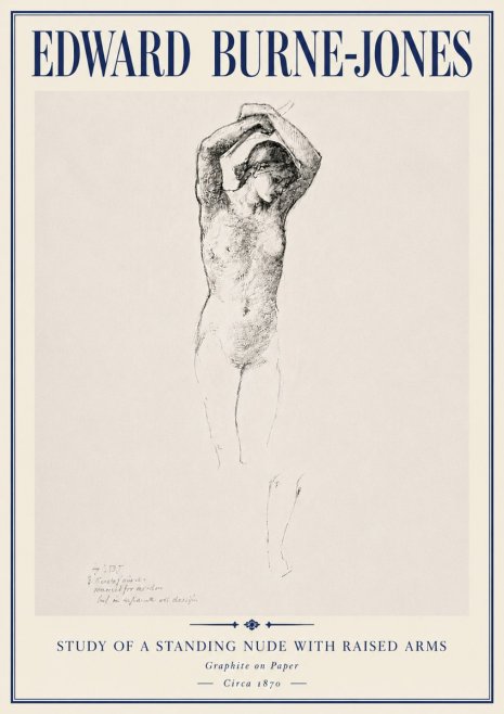 Edward Burne-Jones Standing Nude with Raised Arms (Study) No6 - Plakat