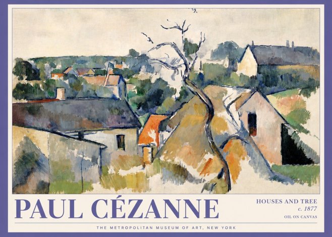 Paul Cézanne Houses and Tree No3 - Plakat