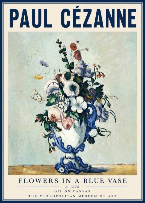 Paul Cézanne Flowers in a Blue Vase No4 - Plakat