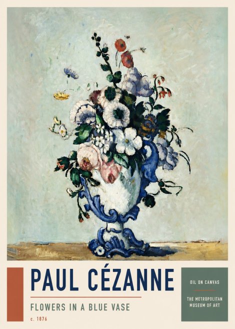 Paul Cézanne Flowers in a Blue Vase No5 - Plakat