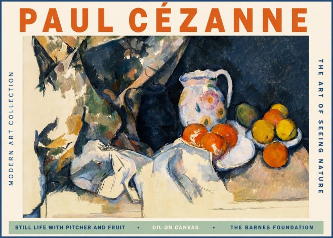 Paul Cézanne Still Life with Pitcher and Fruit No2 - Plakat