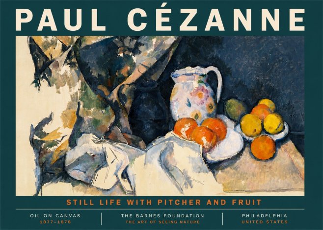 Paul Cézanne Still Life with Pitcher and Fruit No4 - Plakat