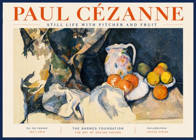 Paul Cézanne Still Life with Pitcher and Fruit No6 - Plakat