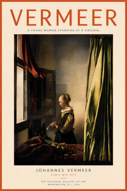 Vermeer A Young Woman Standing at a Virginal No6 - Plakat